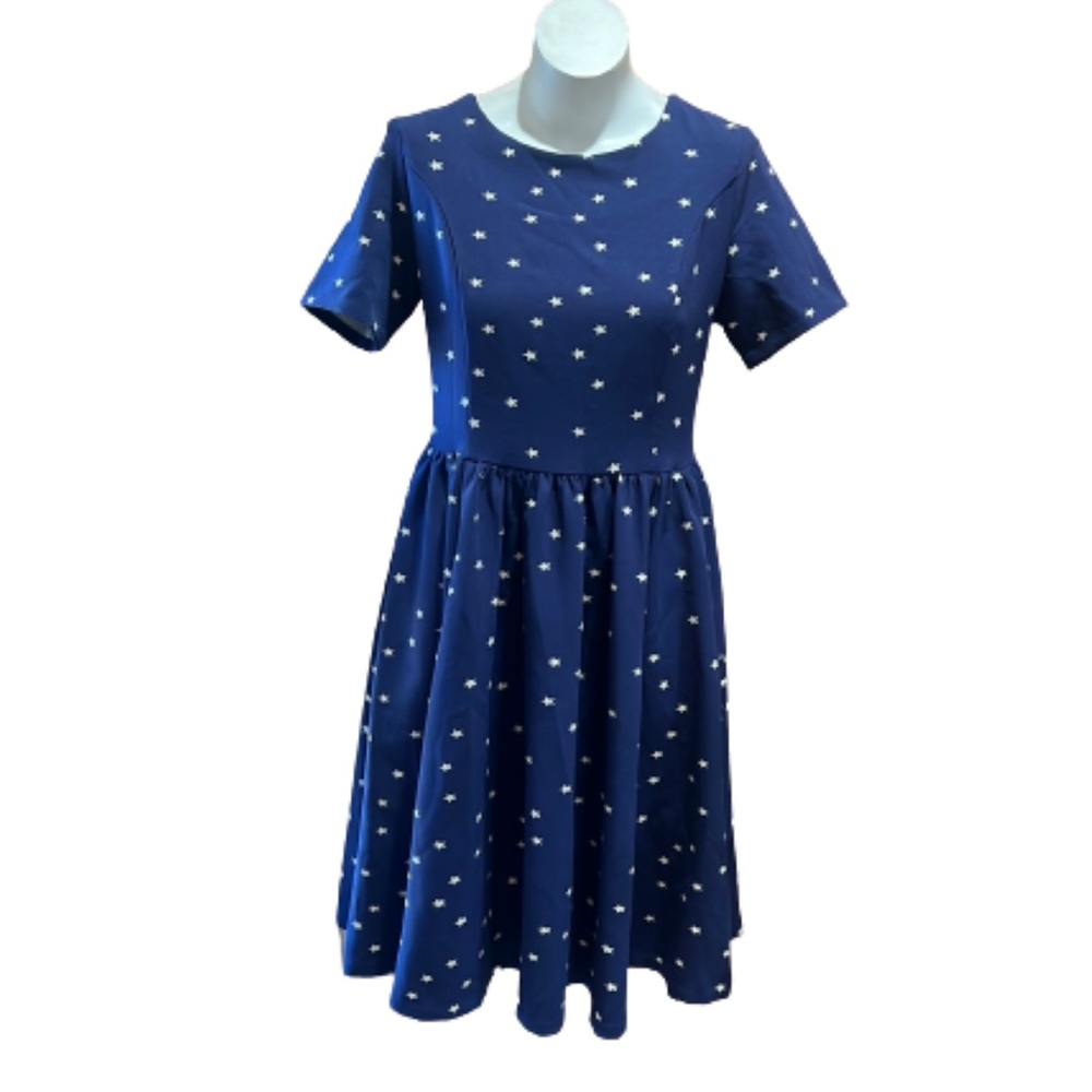 Fever London fit and flare navy blue star midi dress